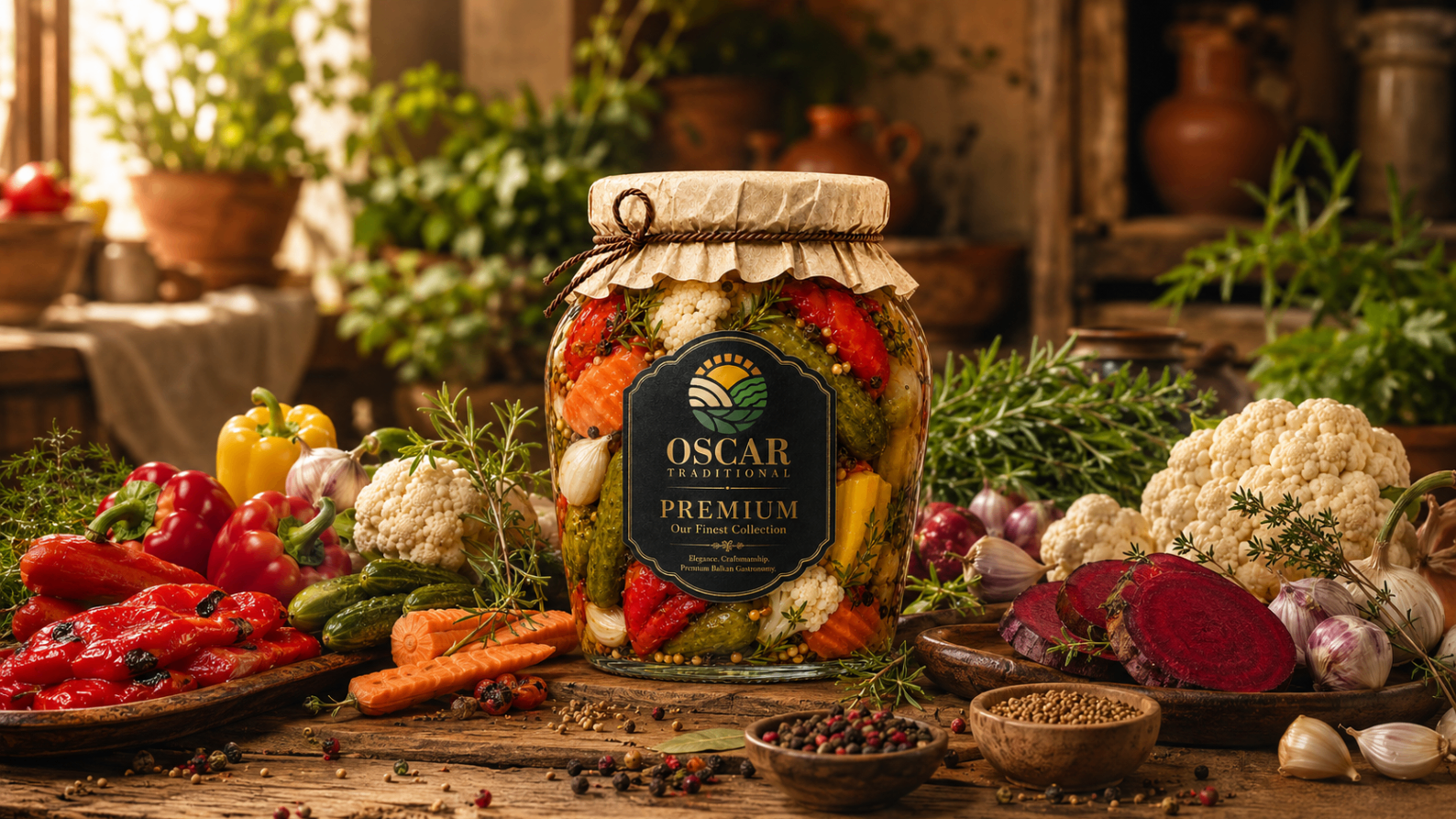 Oscar Traditional Premium collection presented in a rustic Balkan kitchen